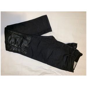 All Saints skinny jeans with leather knee detail